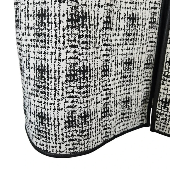 Calvin Klein White Black Printed Jacket Faux-Leather-Trim Long Duster Size 8 - Picture 7 of 13